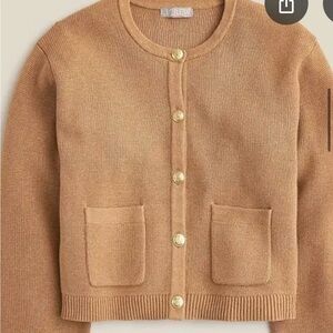 J Crew - Emilie patch pocket sweater jacket cardigan in beige brown